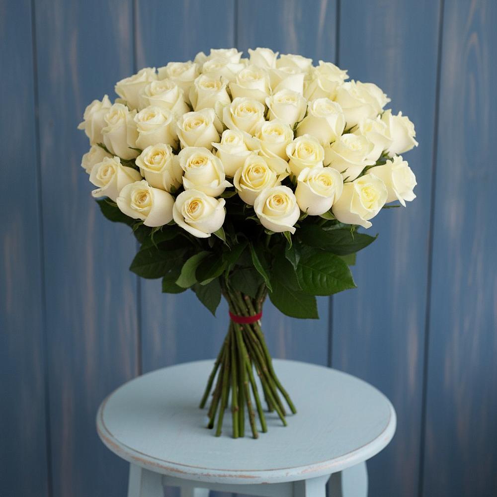 Букет 51 Белая роза Эдлесс Лав в Малоархангельске