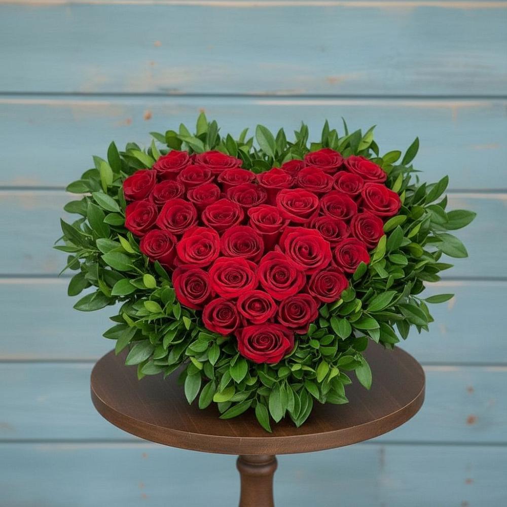 Цветочная композиция из Розы в виде сердца в Малоархангельске