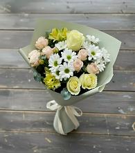 Букет цветов из:  Альстромерии, Розы и Хризантемы в Малоархангельске